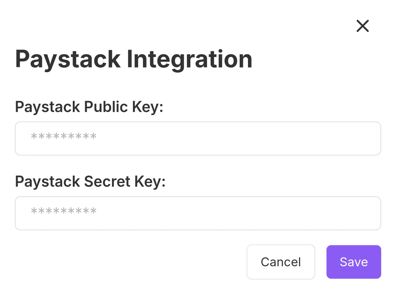 Paystack integration modal